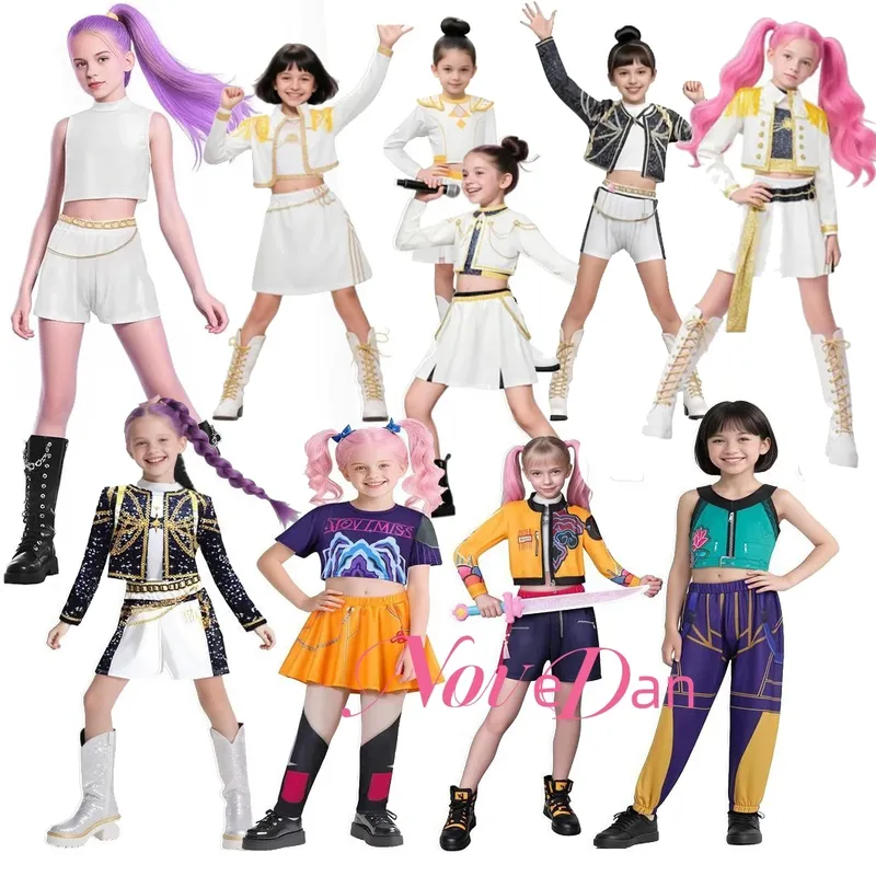 Huntrix Golden KPDH KDPop Rumi Mira Zoey Cosplay Kostüm Kinder Mädchen Geburtstag Party Halloween Bühne Leistung Kleidung