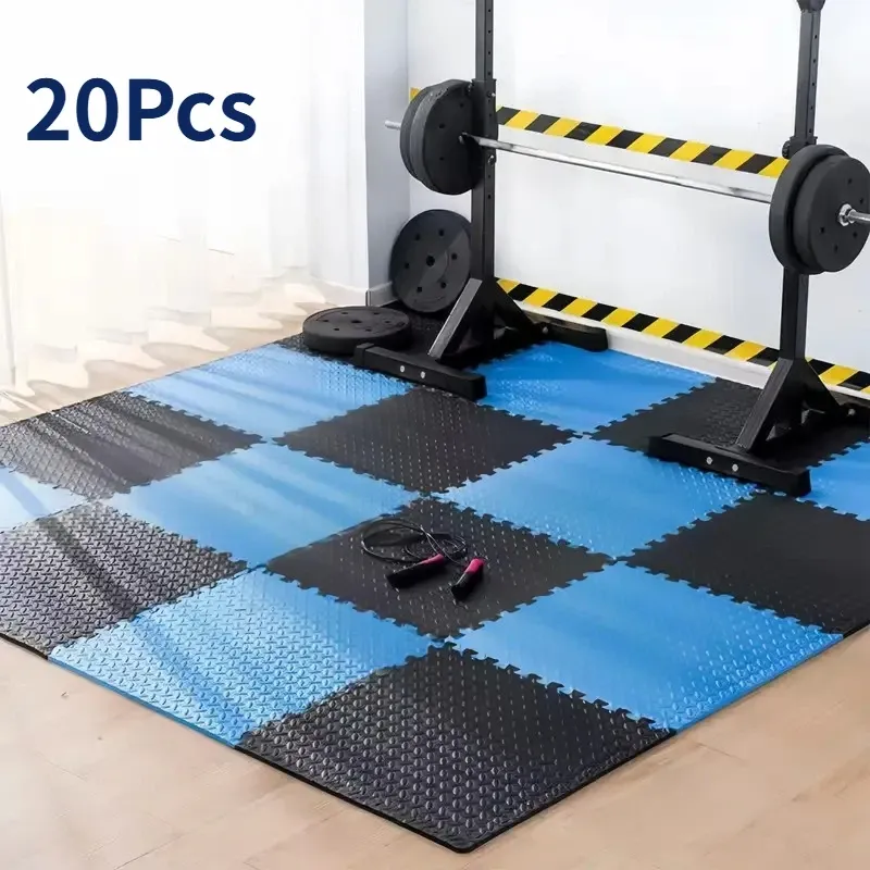 20-teilige Puzzle-Fitnessmatte, doppelseitige, ineinandergreifende Schaumstoff-Bodenmatte, rutschfeste EVA-Matte, geeignet für Yoga- und Fitnessgeräte