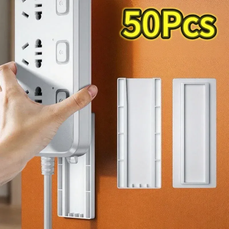 1-50 selbstklebende Steckdosenleiste Organizer Fixer Draht Buchse Steckdosenleiste hängende Gleitschiene Kunststoff Home Kabel Stecker Halter Rack