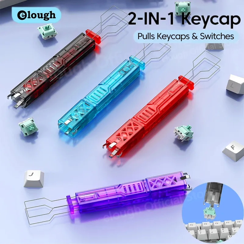 Elough 2-in-1-Tastatur-Tastenkappen, Schalter, Abzieher, Öffner, universeller Tastenkappen-Schaftentferner, Knopfabzieher, Tastaturen, Zubehör-Set