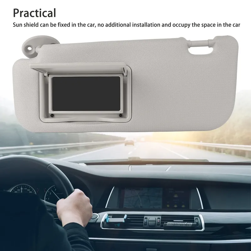 Auto-Sonnenblende, linke Fahrerseite, grau, hohe Härte, Sonnenblende mit Kosmetikspiegel, Auto-Sonnenblende, Sonnenblende für Auto, PVC-Auto-Sonnenblende