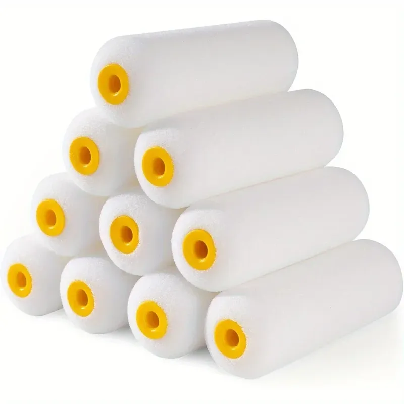 10PCS 100mm Mini Weiß Langlebige Schaum Farbe Roller Ärmeln Malerei Dekorieren Schwamm Rollen Kunst Sets Malerei Lieferungen