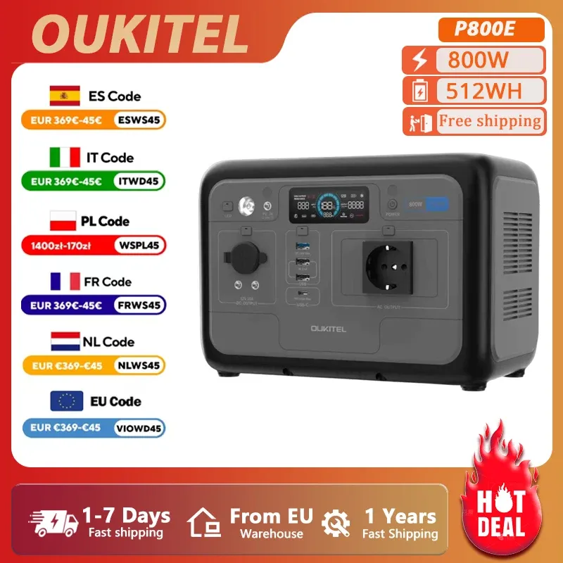OUKITEL P800E PLUS Tragbares Kraftwerk 800 W Solargenerator 512 Wh Lifepo4-Batterie Home Backup Outdoor Camping Mobile Stromversorgung