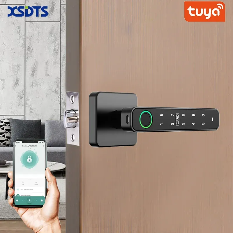 XSDTS Tuya Griff Fingerabdruck Schlüssel Karte Digitale Smart Türschloss Tastatur Schlüssel Eintrag elektronische schloss Hause Haus Wohnung