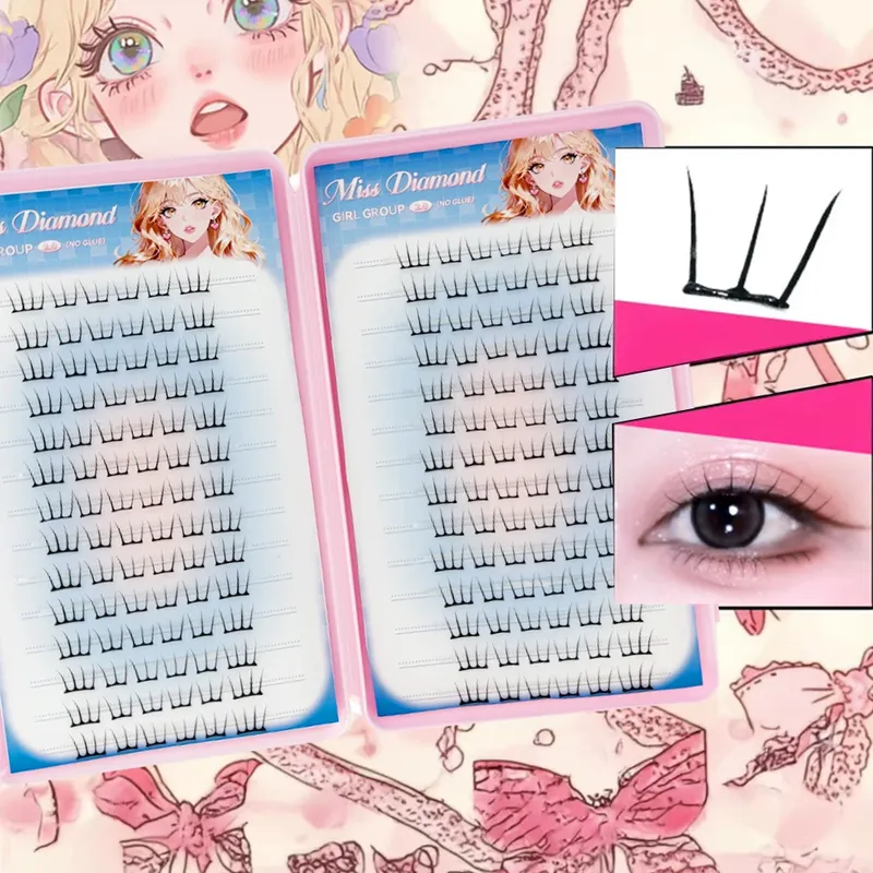Wimpern-Cluster im koreanischen Stil mit großer Kapazität, dichte Comics-Künstwimpern, perfektes Make-up-Werkzeug für Mädchen, um Ihre Augen zu vergrößern