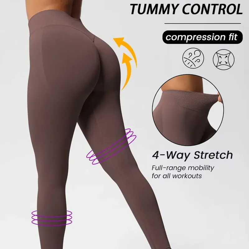 Nahtlose, verkürzte Damen-Leggings – Pfirsichfarbener Po, Verbesserung und Lifting für Yoga, Laufen und Fitness