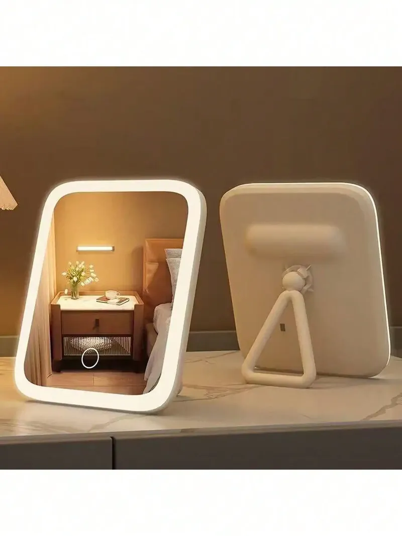 LED-Schminkspiegel, 3-Farben-Licht, 360 °   Drehbarer, Touch-Steuerung, USB-betriebener, Tisch-Kosmetikspiegel für Schlafzimmer, Badezimmer, Reisen