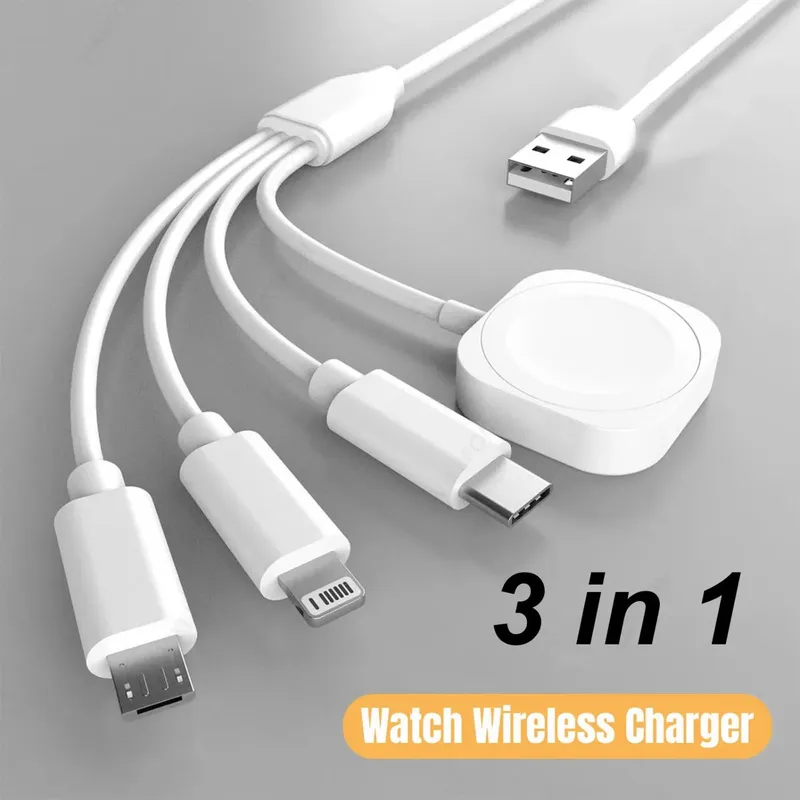 3-in-1 Typ-C & magnetisches kabelloses Chaeger Pad USB-Datumsladekabel für Apple Watch 10/9/8/7/6/5/4/3/2 SE/Ultraschnellladung