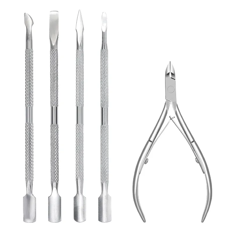 4/5 Pcs Professionelle Edelstahl Nagel Cutter Schere Zangen Multi Funktion Häutchen Pusher Remover Nail art Pflege Werkzeuge Kits