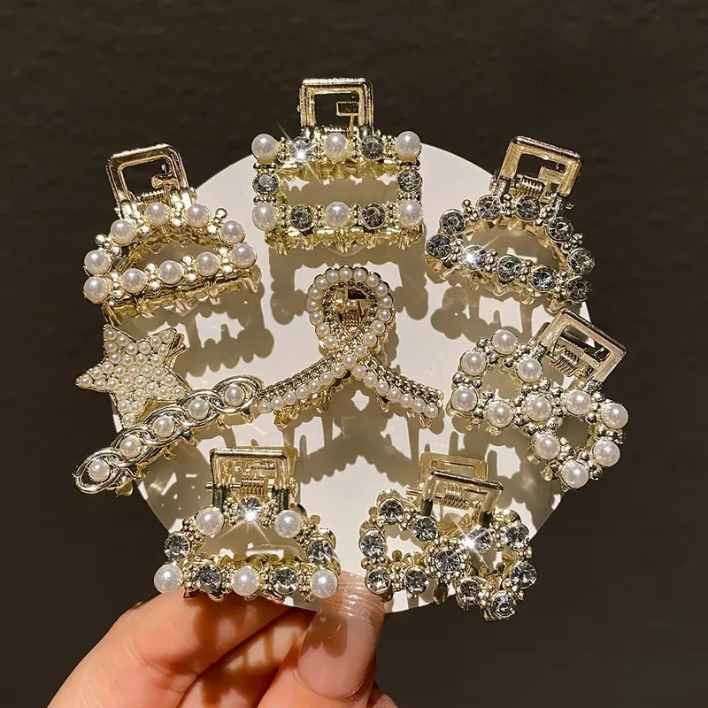 8-teiliges Damen-Set, exquisit und wunderschön, mit Imitationsperlen und Diamanten besetzt, kleine Haarspangen-Kombination in verschiedenen Stilen, geeignet