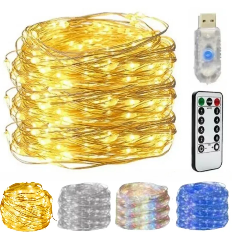 2/5/10/20/30M USB Lichterketten LED Splitter Draht Lichter mit 8 Beleuchtung Modi Fernbedienung für Schlafzimmer Weihnachten Dekor