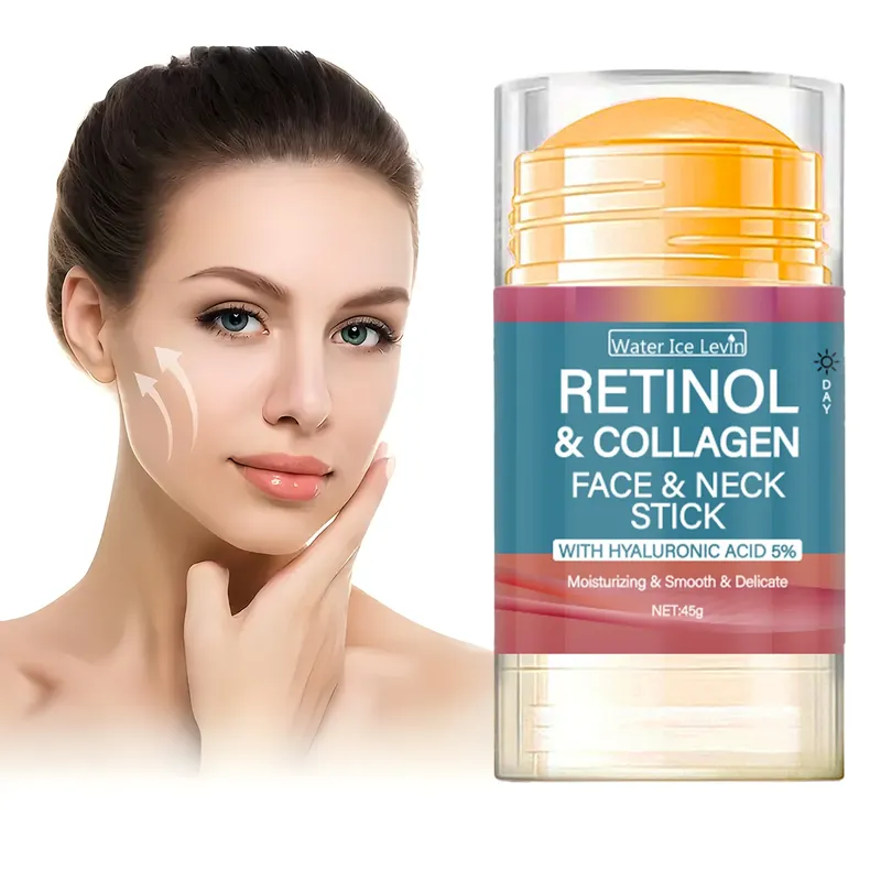 Retinol- und Kollagen-Gesichts- und Nackenpflegestift mit Hyaluronsäure 5 %, feuchtigkeitsspendend und straffend, in Feuchtigkeit verschließend, Tag- und Nachtpflege, tragbare Hautpflege