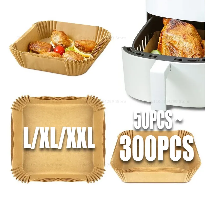 Zubehör für Luftfritteusen-Papier, Einweg-Einlagen, antihaftbeschichtet, Backpapiere für Airfryer, antihaftbeschichtetes Pergamentpapier, zum Kochen, Braten, Mikrow