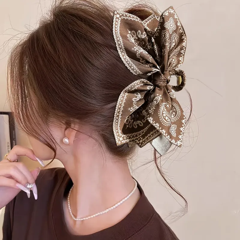1 Stück Damen-Haarspange im braunen Cashew-Blumen-Design, hochwertige und elegante Haarspange, Shark Clip, modischer Haarschmuck