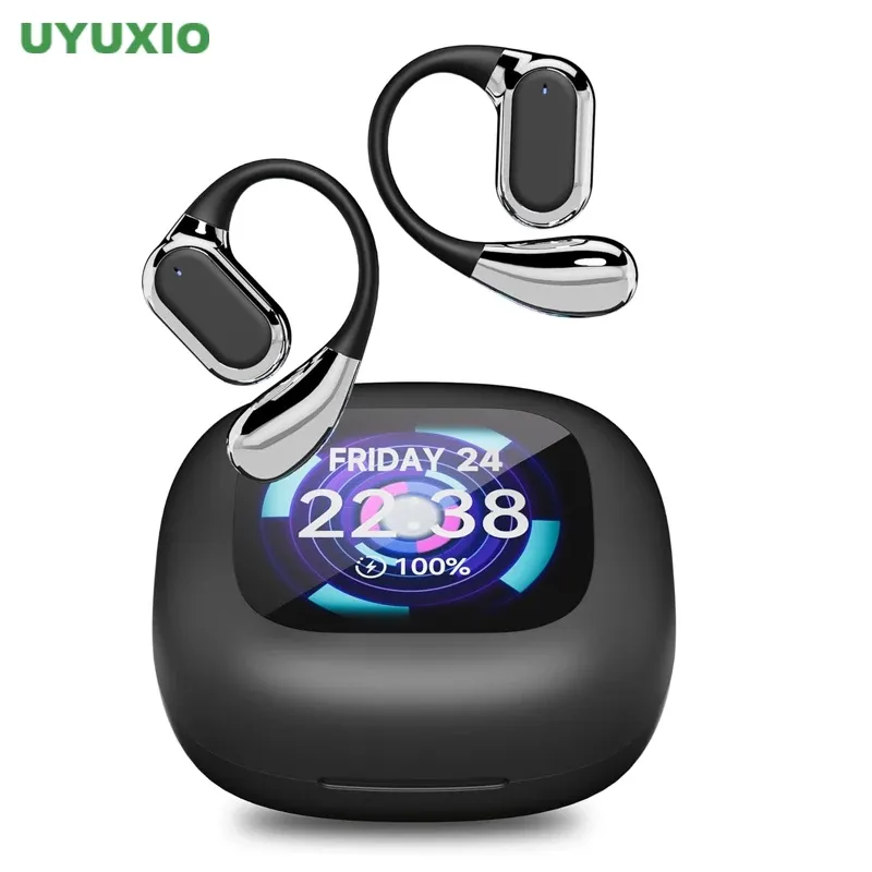 UYUXIO AI Translating Kopfhörer OWS Echtzeit-Übersetzung Ohrhörer mit 144 Sprachen Ohrhörer mit LCD-Touchscreen-Kopfhörer