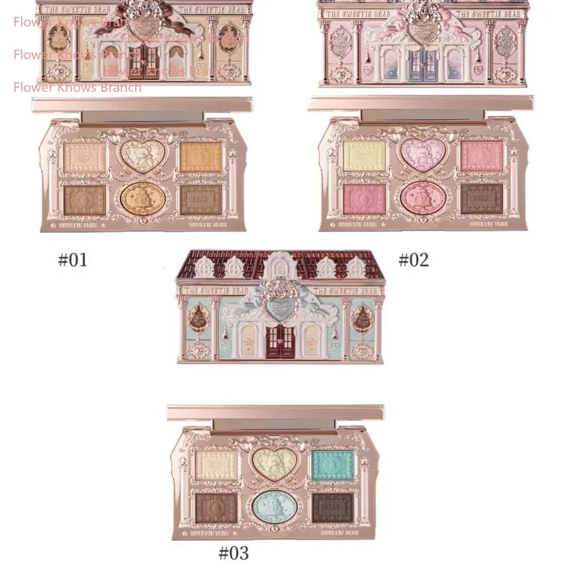 Flower Knows SWEETIE BEAR COLLECTION 6-Farben-Lidschatten-Palette Make-up Langlebiges Lidschatten-Puder mit mattem Schimmer-Finish