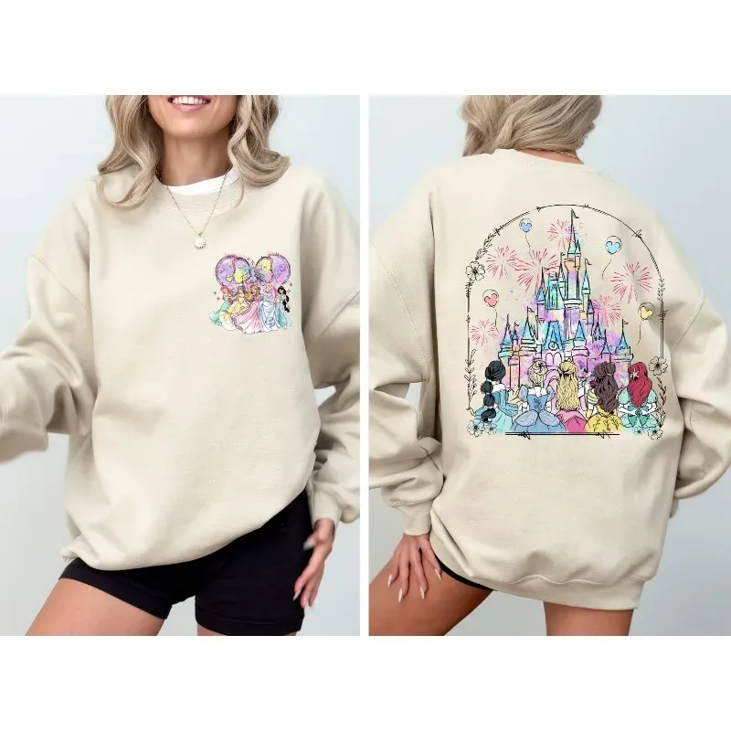 Disney Castle Princess Sweatshirt, Disney Castle Sweatshirt, Disney World Resort Rundhals-Prinzessin-Sweatshirt, Geschenk für Mädchen