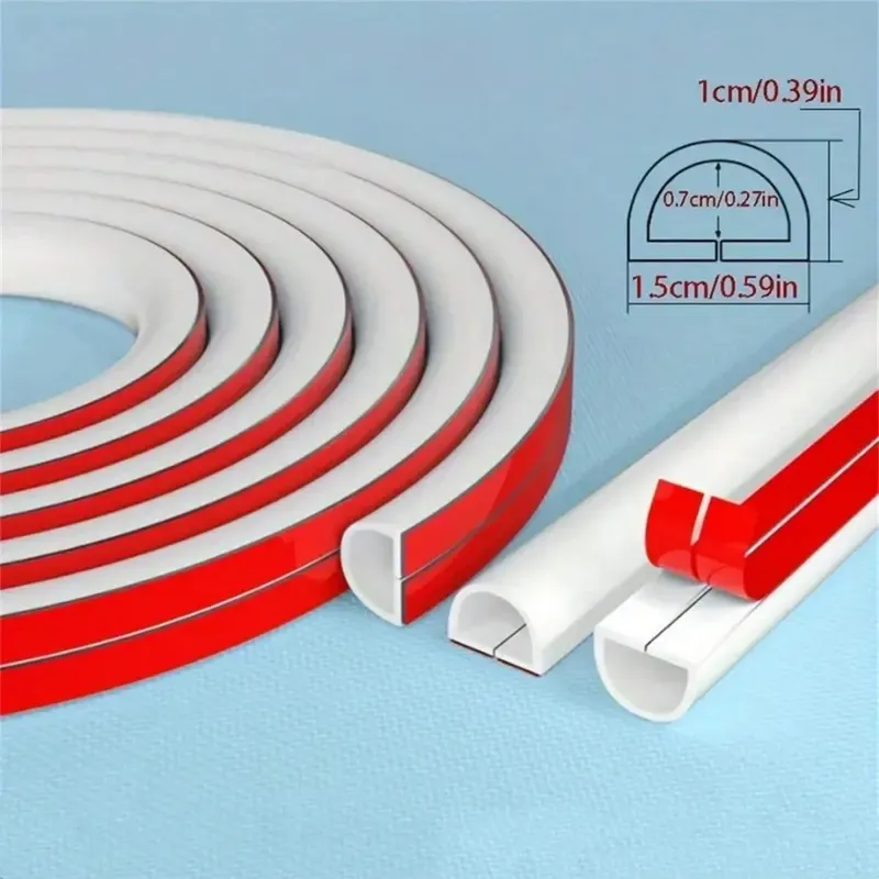 1 x 1 m/2 m/3 m lang, 15 mm breit, PVC-Kabelmanagementkanal, unsichtbare dekorative Kabelabdeckung, Anti-Schritt-Schutz, selbstklebende weiche Kabine