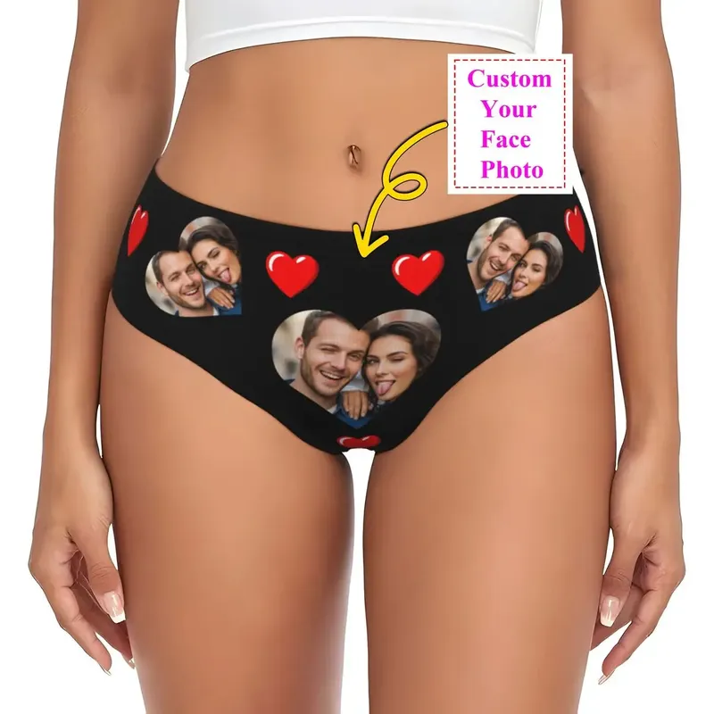 Personalisierte benutzerdefinierte Gesicht Foto Höschen Unterwäsche weibliche Komfort kurze Höschen Slips Unterhosen für Frau Valentinstag Geschenk