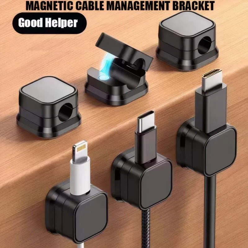 10 Stück magnetischer Kabelhalter, selbstklebender Kabelclip, glattes Ziehen, Ladekabelhalter, Drahtclip für Auto/Zuhause/Büro