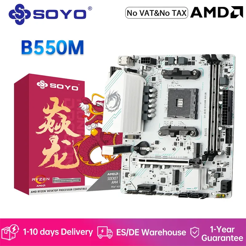 SOYO AMD B550 Gaming Motherboard USB 3.2 PCIe 4.0 NVME Unterstützung Dual-kanal DDR4 ARGB Mainboard AM4 buchse 5600X/5700X CPU