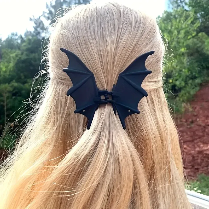 Gothic Fledermaus Haarspange Halloween Mattschwarz Gothic Punk-Stil Tierdruck Haarnadel für Frauen, elegantes Party-Haar-Accessoire