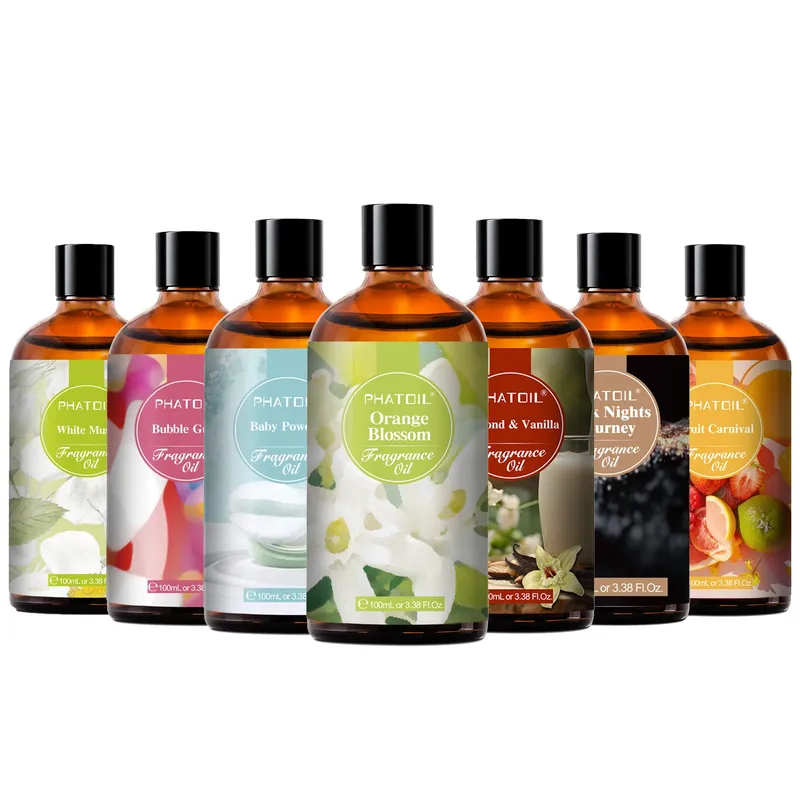 PHATOIL 100 ml Duftöl mit Pipette, weißer Moschus, Orangenblüte, Kaugummi, Babypuder, Kaffee, ätherisches Öl für die Aromatherapie