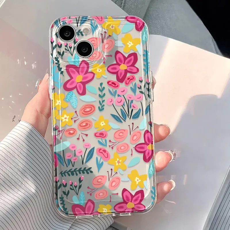 Blume Klare Handyhülle für iPhone 17 16 Pro Max Klare Hülle iPhone 11 15 12 13 14 Pro Max Hülle 17 Air 17pro 17 Max Cover Funda