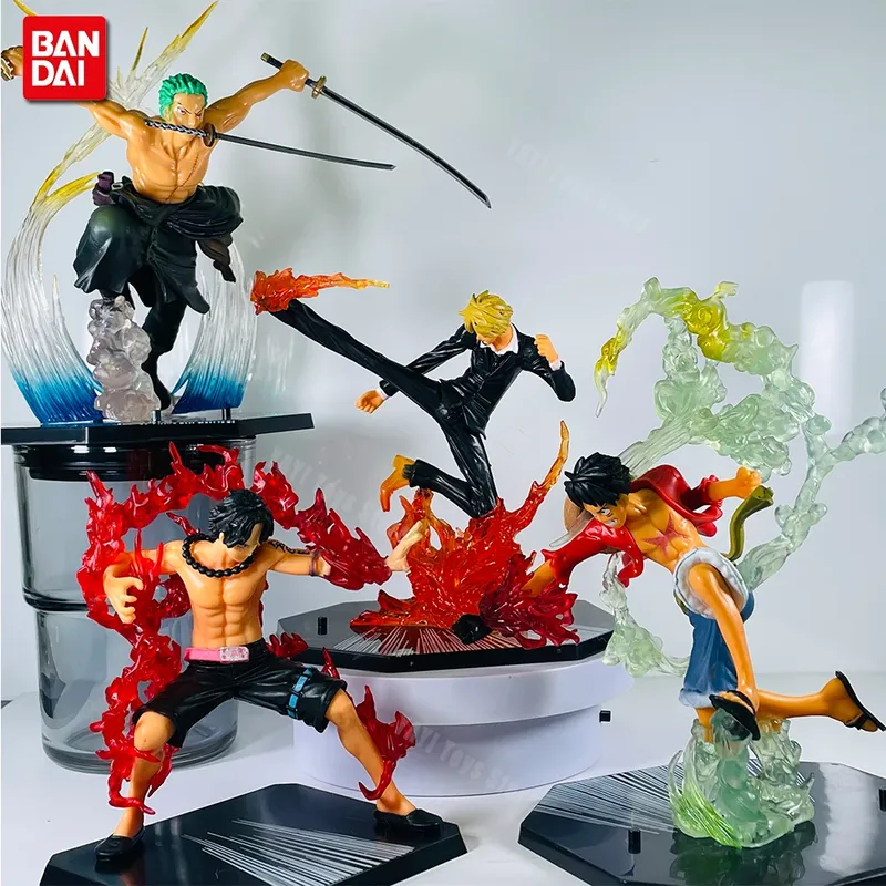 Neue One Piece Anime Figur Fire Fist Ruffy Ace Sanji Battle Modell Puppen PVC Sabo Action Figur Zoro Ghost Drei-Messer Spielzeug