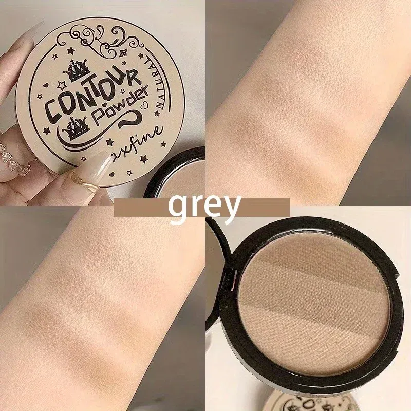 3-farbige graue Trimmpalette, Rouge-Palette, exquisite matte Nasenschatten, Lidschatten, aufhellende Konturtrimmpalette