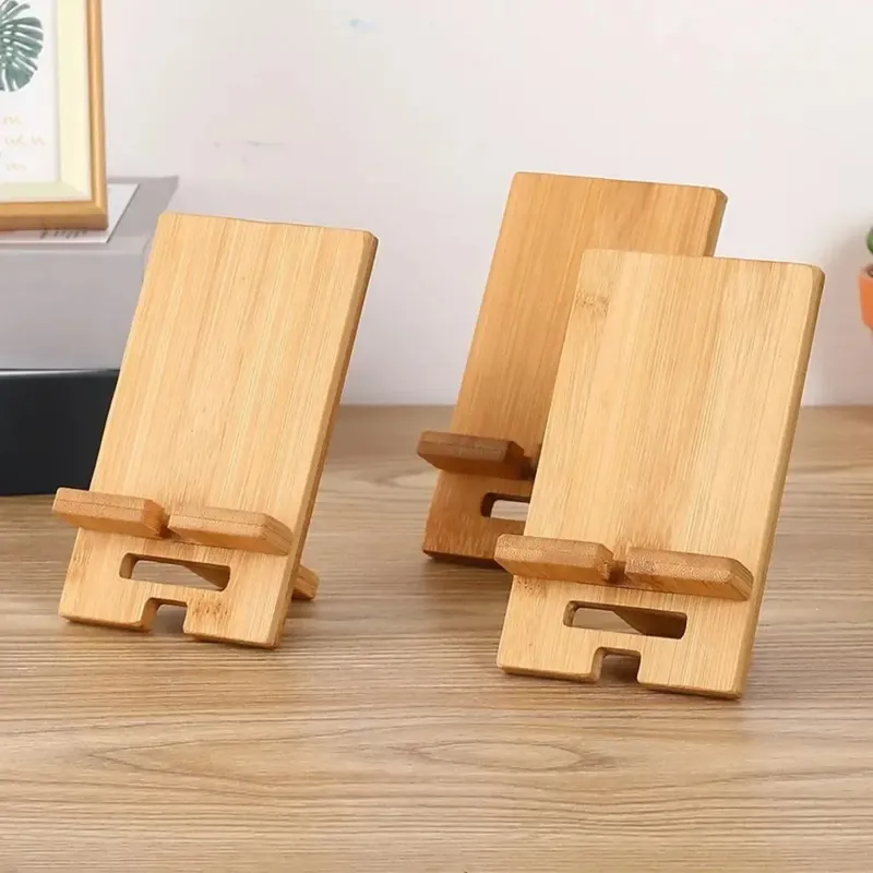 Desktop-Handyhalter aus Bambus, praktischer Smartphone-Ladeständer aus Holz, kreativer, fauler multifunktionaler Ständer