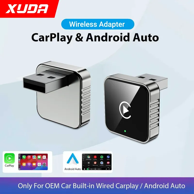 XUDA 2-in-1 Kabelgebundener zu Kabelloser CarPlay Android Auto Adapter für OEM-Autoradios Mit USB-Dongle Mini-Box Plug-and-Play Bluetooth