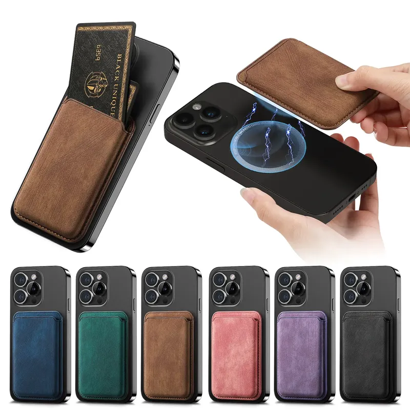 Retro Matte PU Leder Karte Tasche Geeignet Für Magsafe Magnetische Klebeband Magnetische Eisen Ring Telefon Fall Universal Karte Brieftasche