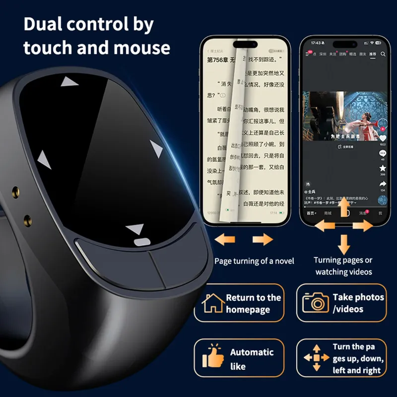 Fernbedienung BT Kamera Videoaufzeichnung Remote Page Turner Clicker Remote Scrolling Ring für iPhone Android