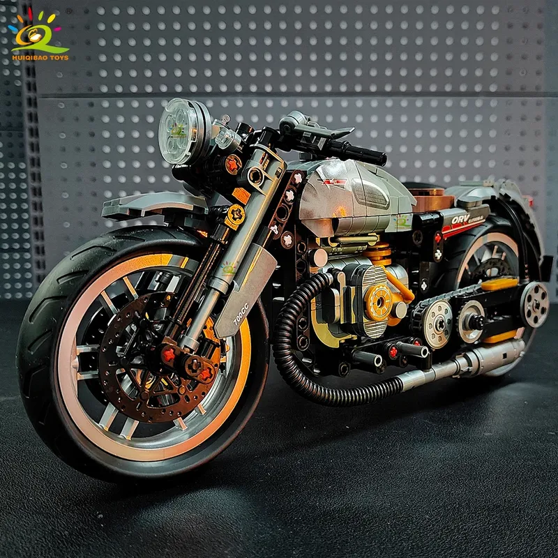 HUIQIBAO 808PCS MOC Technische Motorrad Gebäude Modell Blöcke Stadt Moto Racer Ziegel Spielzeug für Kinder Junge Kinder Erwachsene Auto set