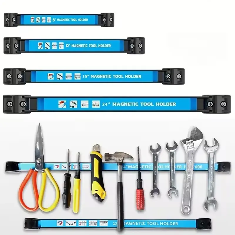 8/12 Zoll magnetischer Messerhalter, robuste Werkzeugstange, platzsparendes Metall-Organizer-Rack-Werkzeug, geeignet für Werkstatt, Garage
