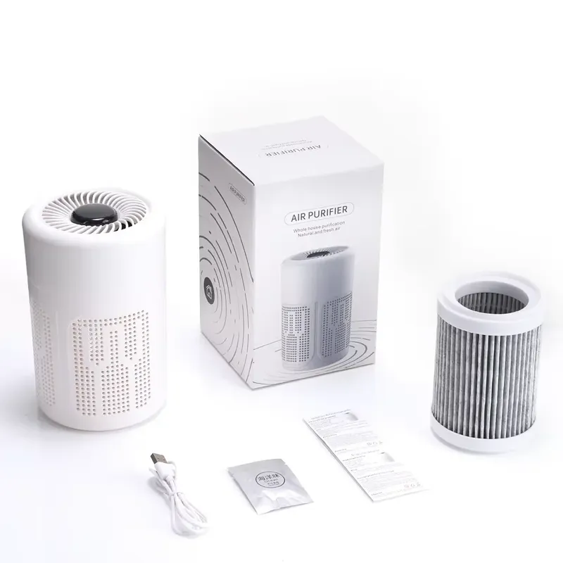 Luftreiniger, Rauchgeruch, Negativ-Ionen-Generator, tragbarer USB-Luftreiniger für den Haushalt, HEPA-Filter, effiziente reinigende Luft