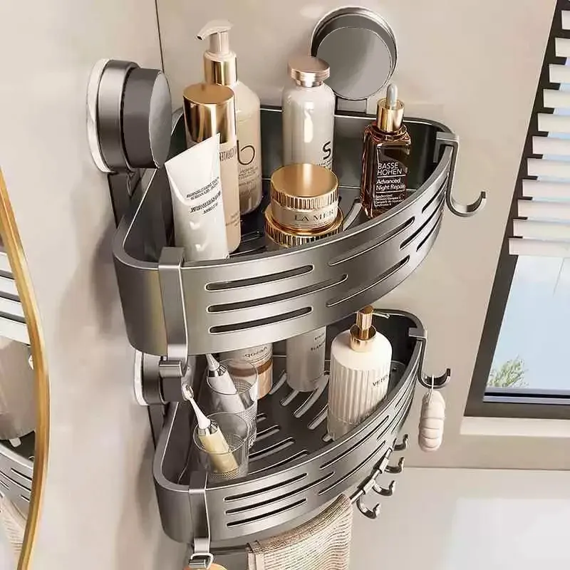 Badezimmer-Aufbewahrungsregal ohne Bohren, Saugnapf, Badezimmer-Waschbecken, wandmontiertes Badezimmer-Aufbewahrungsregal, Küchenaufbewahrung