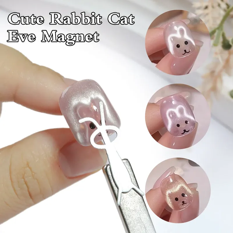 1/2/4 stücke Kaninchen Bär Herzförmige Katze Auge Magnet Set Nail art Werkzeuge Kleine Eisen Stück Für magnetische Gel Polnisch Wirkung Nagel DIY Des