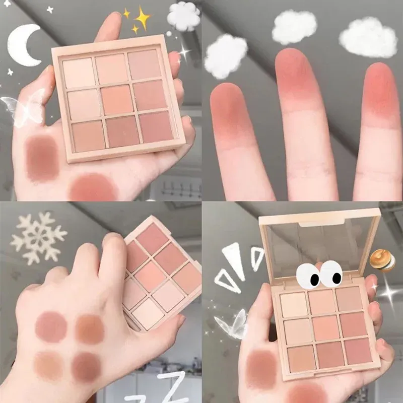 9-farbige, langlebige, matte Lidschattenpalette mit warmen, nackte bis rosa-braune Farbtöne für einen Alltag, natürlicher Look