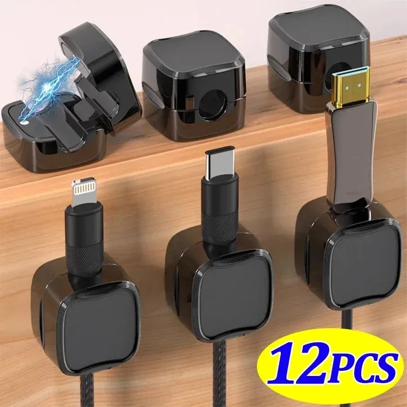 Magnetischer Kabelclip-Kabelhalter, selbstklebender Drahthalter, Kabel-Organizer, USB-Ladeleitung, Wickler für Büro, Desktop, Zuhause