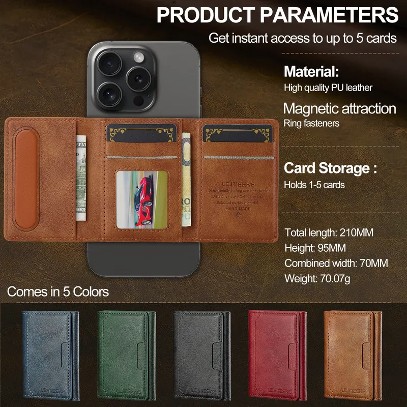 Magnetische Karte Solt Tasche für IPhone Samsung Google Xiaomi Magsafe Funktionen Kartenhalter Brieftasche PU Leder Männer Schlanke Geldbörsen Tasche
