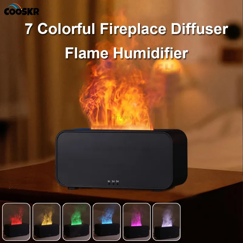 Aromadiffusor Mini 7, bunte Flamme, Luftbefeuchter, Fügen Sie ätherische Öle, Aromatherapie mit Timing-Einstellung für Zuhause, Schlafzimmer, Büro