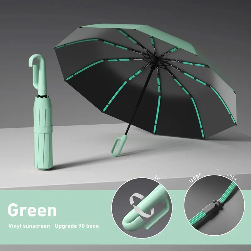 Automatischer Regenschirm für Männer und Frauen, vollständig geöffnet, Ringschnallen-Design, 20 Rippen, extra groß, faltbar, starker Sonnenschirm, Doppelschirm