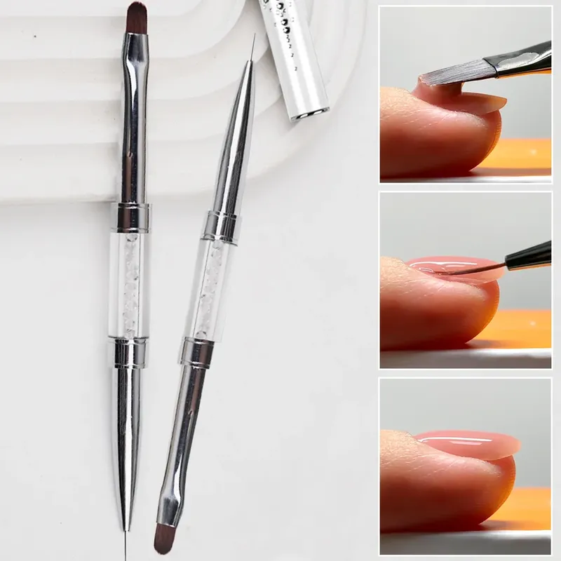 1 stücke Professionelle Dual-ended Nagel Bau Design Pinsel Nagel Gel Liner Französisch Spitze Verlängerung Stift UV Polnischen Gel nagel Kunst Werkzeuge