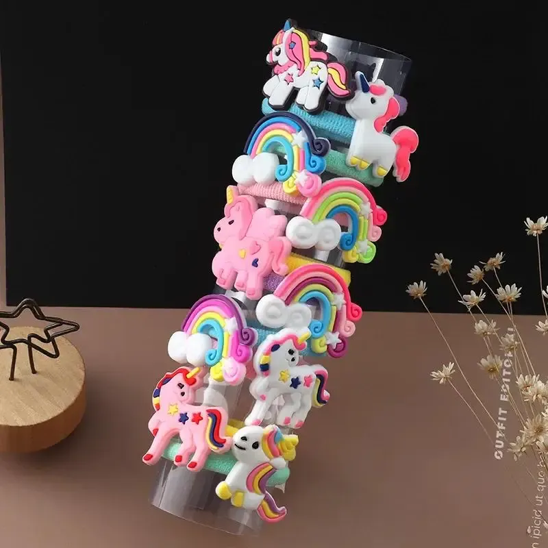 10 stücke Super Weiche Cartoon Tier Haar Zubehör Mädchen Gummiband Nicht Verletzt Scrunchies Elastique Cheveux Fille Haarband