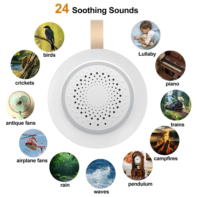 White Noise Machine, 24 beruhigende Geräusche, tragbare Babyschlafmaschine, Schlafhilfegerät mit Schlaflicht, Nachttyp-C, wiederaufladbar
