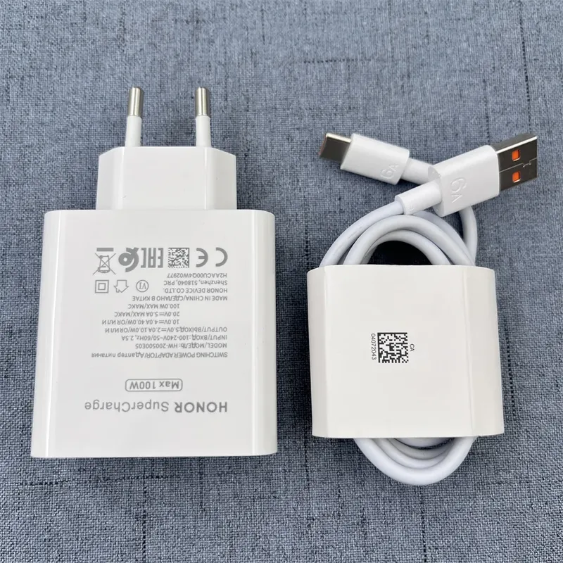 Honor Original 100 W SuperCharge Ladegerät Schnelle Lade EU Stecker Adapter 6A Typ C Kabel Für Honor 300 200 100 90 80 Magic 8 7 Pro