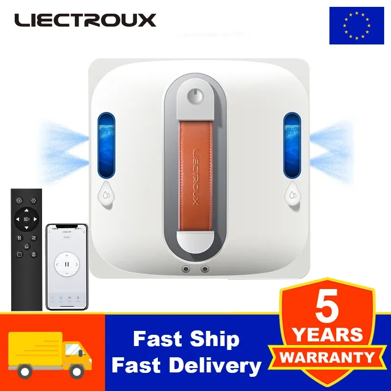 Fensterputzroboter Liectroux S11, 4-Wege-Wassersprühung, Glas-, Boden-, Wand- & Fliesenreiniger, Saugroboter für Fenster, intelligente Navigation, mehrfaches Sicherheitssystem, rahmenloses Design, Sprachansagen
