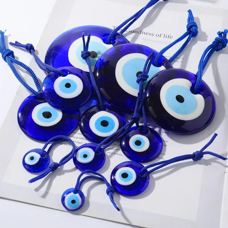 1pc Glück Auge Glas Blau Türkische Bösen blick Anhänger Wand Hängen Dekor Seil Kette Einfache Dekoration für Home Wohnzimmer auto Kette